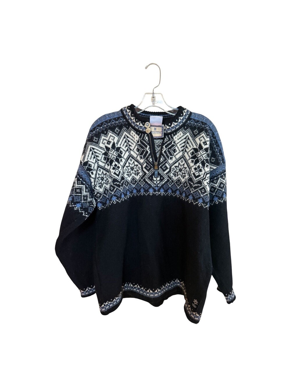Dale of Norway Vintage Wool Zip Cardigan Sweater LG - Snowflakes